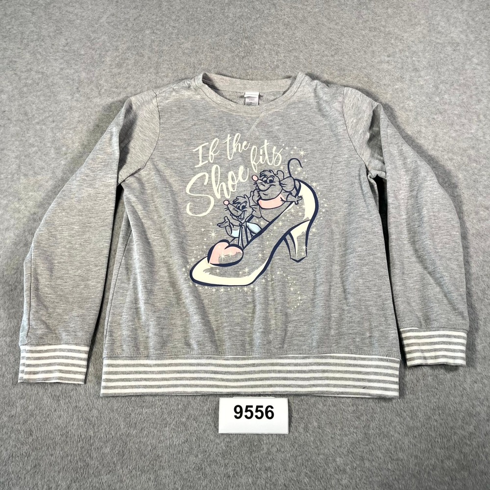 Disney Cinderella If The Shoe Fits Sleepwear Sweatshirt Kids Large Gray Graphic
